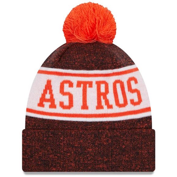 New Era Huston Astros Youth headwear Winter Ski Cap Banner Cuffed Pom Knit Hat - Picture 2 of 2